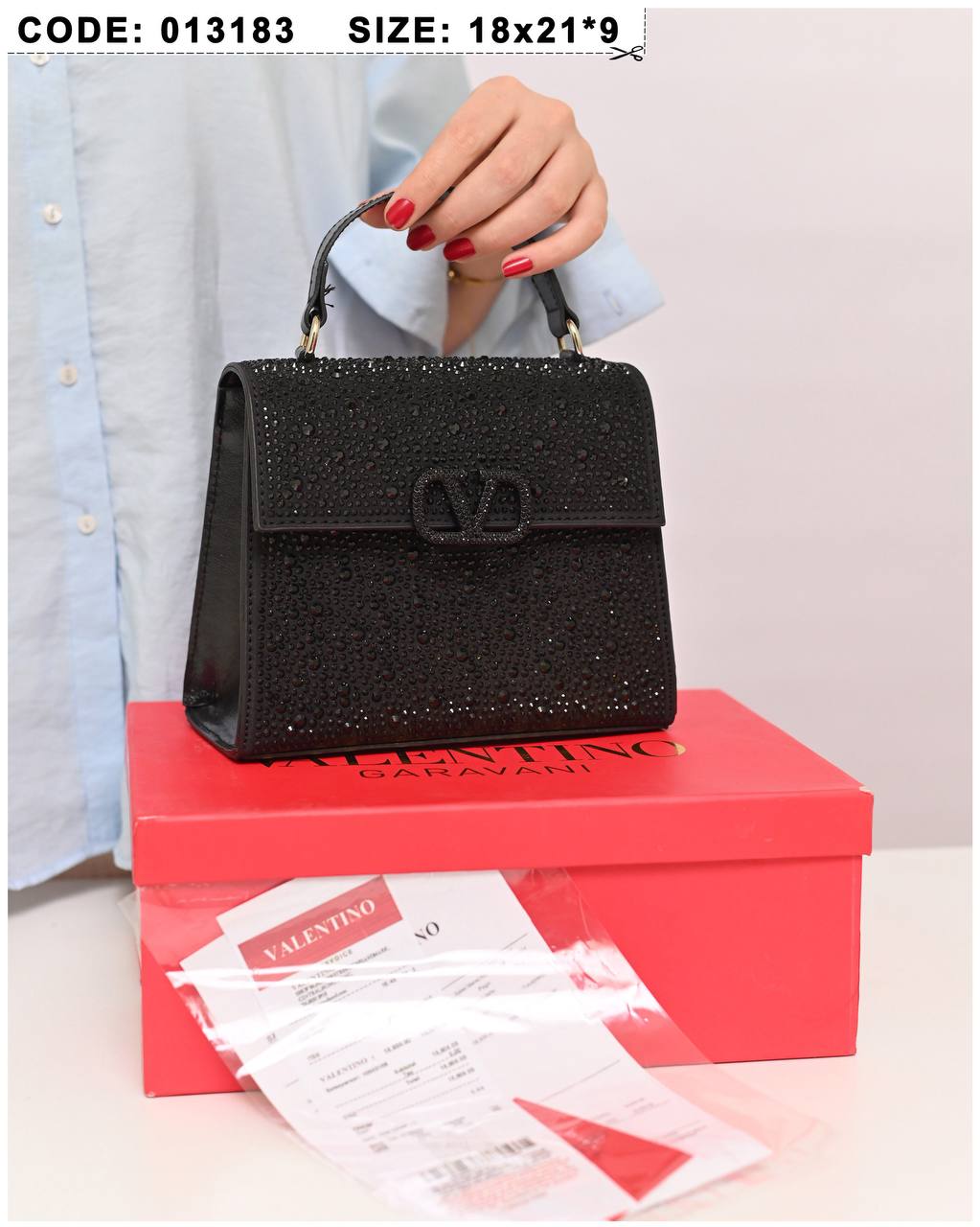 Valentino Crystal Studded Top Handle Bag