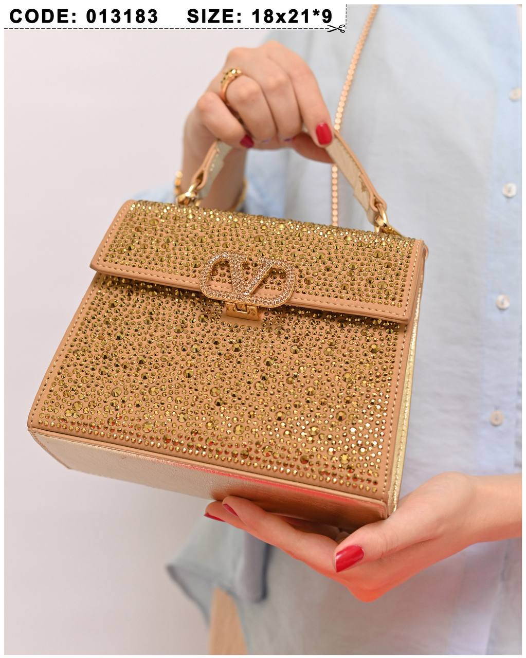 Valentino Crystal Studded Top Handle Bag